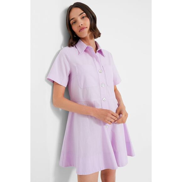 Tuckernuck Meryl Shirt Dress Size XS Lilac Purple Cotton Pomander Place - Picture 3 of 14